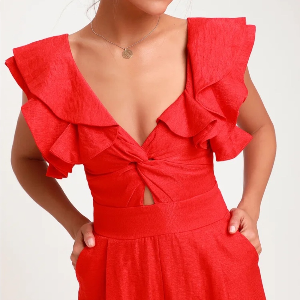 Lulus Gorgeous Holiday Ruffle Jumpsuit - Picture 2 of 9